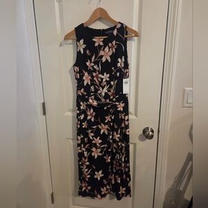 Lauren Ralph Lauren Black & Pink Multi Floral Sleeveless Jersey Dress Size 4 NWT
